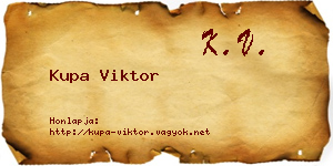 Kupa Viktor névjegykártya